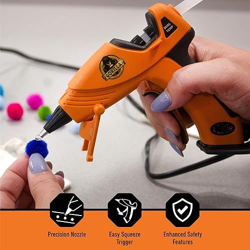 GORILLA MINI HOT GLUE GUN KIT WITH 75 STICKS DUAL TEMP, PRECISION NOZZLE, EASY SQUEEZE TRIGGER