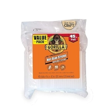 GORILLA CLEAR HOT GLUE STICKS 4 X 0.43 45 COUNT SAFE ALL TEMPERATURES, EXTENDED WORK TIME