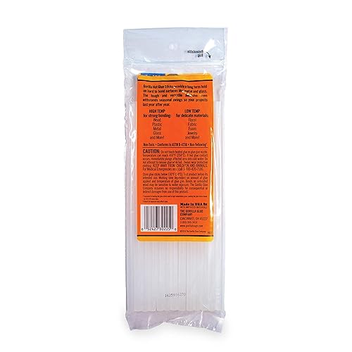 GORILLA CLEAR MINI HOT GLUE STICKS 8 X 0.27 25 COUNT SAFE, EXTENDED WORKING TIME