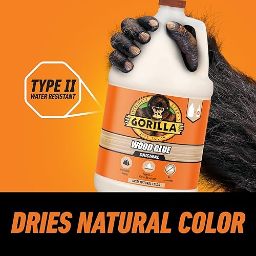 GORILLA WOOD GLUE 1 GALLON NATURAL COLOR WATER RESISTANT FOR INDOOR OUTDOOR PROJECTS