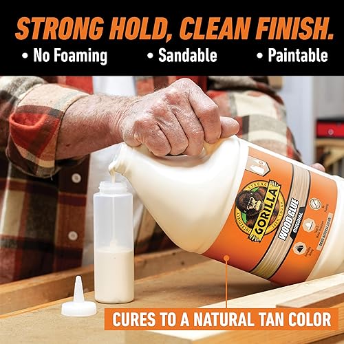 GORILLA WOOD GLUE 1 GALLON NATURAL COLOR WATER RESISTANT FOR INDOOR OUTDOOR PROJECTS