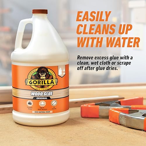 GORILLA WOOD GLUE 1 GALLON NATURAL COLOR WATER RESISTANT FOR INDOOR OUTDOOR PROJECTS