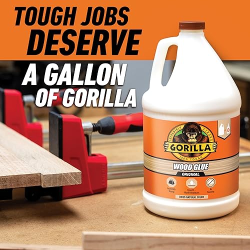 GORILLA WOOD GLUE 1 GALLON NATURAL COLOR WATER RESISTANT FOR INDOOR OUTDOOR PROJECTS