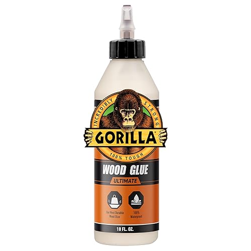 GORILLA ULTIMATE WATERPROOF WOOD GLUE 18OZ NATURAL COLOR - INDOOR OUTDOOR USE, 1 PACK