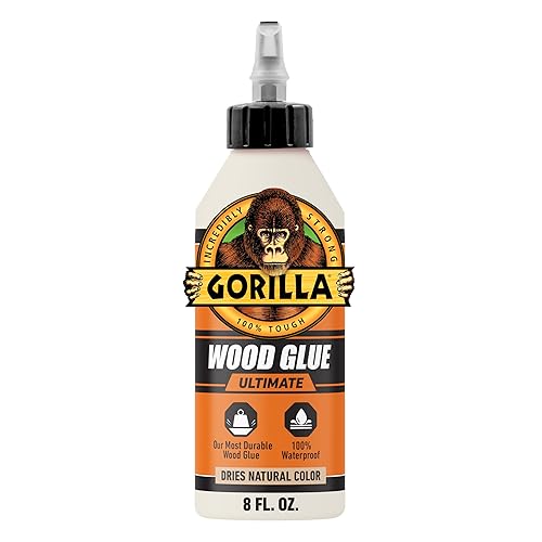 GORILLA ULTIMATE WATERPROOF WOOD GLUE 8OZ NATURAL COLOR INDOOR OUTDOOR WOOD REPAIR