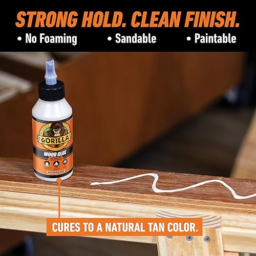 GORILLA ULTIMATE WATERPROOF WOOD GLUE 8OZ NATURAL COLOR INDOOR OUTDOOR WOOD REPAIR