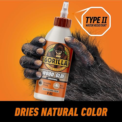 GORILLA WOOD GLUE 8 OZ BOTTLE NATURAL WOOD COLOR STRONG ADHESIVE PACK OF 1