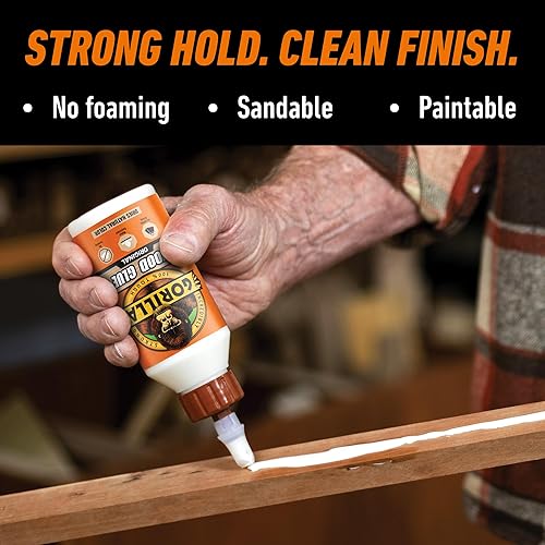 GORILLA WOOD GLUE 8 OZ BOTTLE NATURAL WOOD COLOR STRONG ADHESIVE PACK OF 1