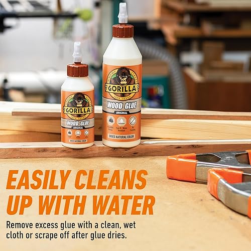 GORILLA WOOD GLUE 8 OZ BOTTLE NATURAL WOOD COLOR STRONG ADHESIVE PACK OF 1