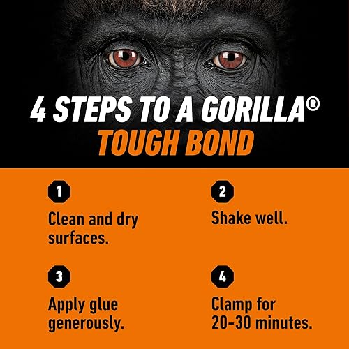 GORILLA WOOD GLUE 8 OZ BOTTLE NATURAL WOOD COLOR STRONG ADHESIVE PACK OF 1