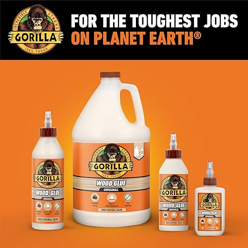 GORILLA WOOD GLUE 8 OZ BOTTLE NATURAL WOOD COLOR STRONG ADHESIVE PACK OF 1
