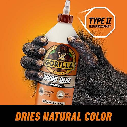 GORILLA WOOD GLUE 36 OZ NATURAL COLOR WATER RESISTANT FOR INDOOR OUTDOOR WOOD REPAIRS