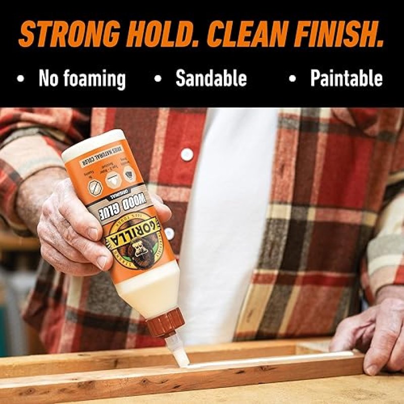 GORILLA WOOD GLUE 36 OZ NATURAL COLOR WATER RESISTANT FOR INDOOR OUTDOOR WOOD REPAIRS