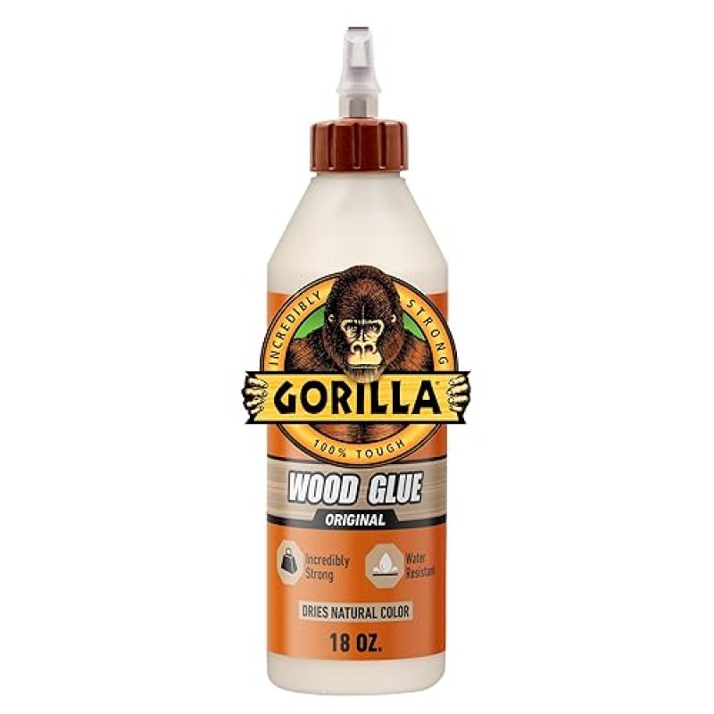 GORILLA WOOD GLUE 18 OZ BOTTLE NATURAL WOOD COLOR STRONG ADHESIVE FOR WOOD PROJECTS PACK OF 1