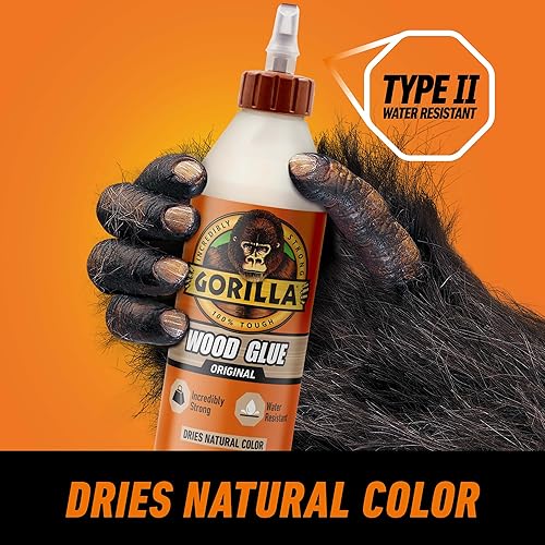 GORILLA WOOD GLUE 18 OZ BOTTLE NATURAL WOOD COLOR STRONG ADHESIVE FOR WOOD PROJECTS PACK OF 1