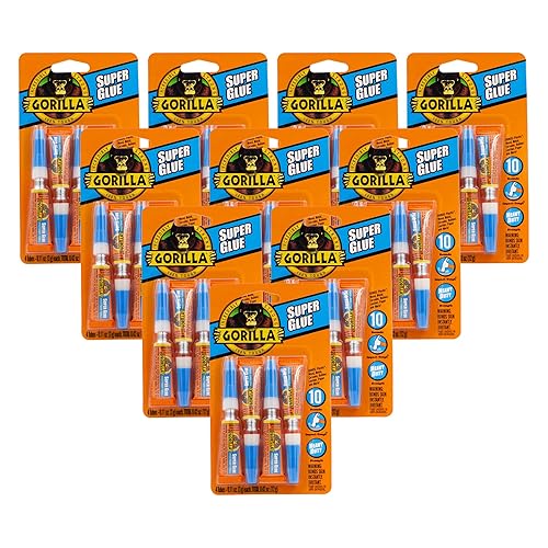 GORILLA SUPER GLUE CLEAR, 4 X 3G TUBES, PACK OF 10 FAST-SETTING ALL-PURPOSE ADHESIVE