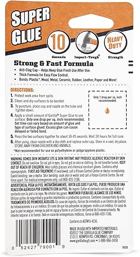 GORILLA SUPER GLUE CLEAR 20G PACK OF 10 FAST SETTING, ALL-PURPOSE ADHESIVE FOR REPAIRS