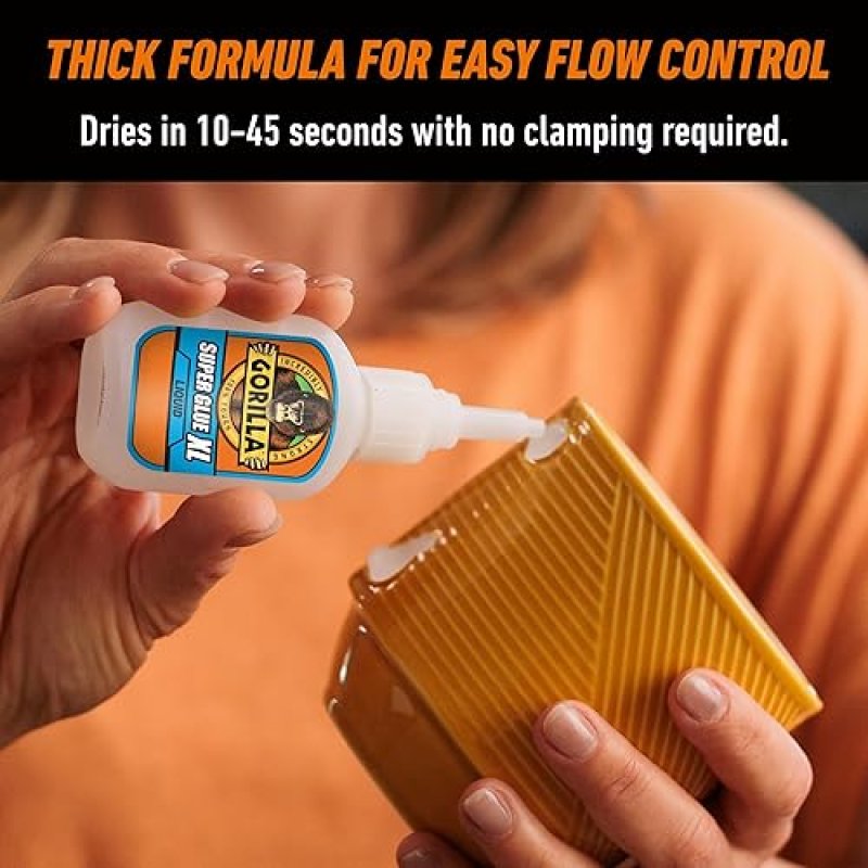 GORILLA SUPER GLUE XL CLEAR 25G PACK OF 2 FAST-SETTING ALL-PURPOSE ADHESIVE FOR REPAIRS