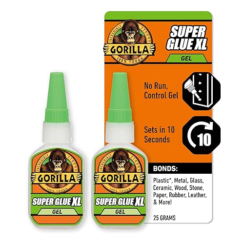 GORILLA SUPER GLUE GEL XL 25G PACK OF 2 CLEAR, FAST-SETTING, ALL-PURPOSE ADHESIVE