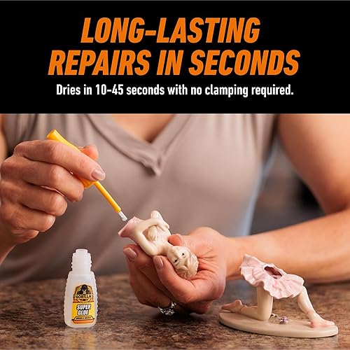 GORILLA SUPER GLUE 12G PACK OF 2 WITH BRUSH NOZZLE, CLEAR FAST-SETTING ALL-PURPOSE ADHESIVE