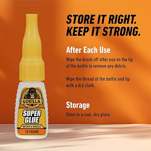 GORILLA SUPER GLUE 12G PACK OF 2 WITH BRUSH NOZZLE, CLEAR FAST-SETTING ALL-PURPOSE ADHESIVE