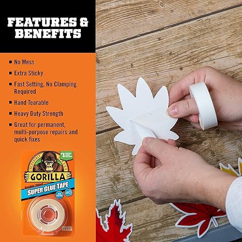 GORILLA SUPER GLUE DOUBLE SIDED TAPE, CLEAR, HIGH TACK, PERMANENT, 5 8IN X 20FT, 2 PACK