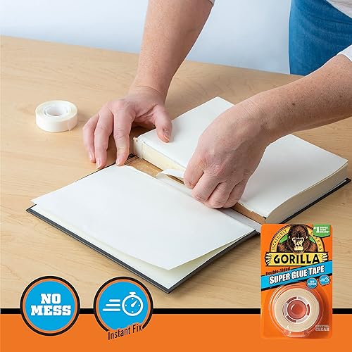 GORILLA SUPER GLUE DOUBLE SIDED TAPE, CLEAR, HIGH TACK, PERMANENT, 5 8IN X 20FT, 2 PACK