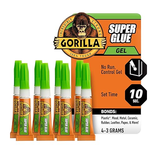 GORILLA SUPER GLUE GEL CLEAR, 4 X 3G TUBES 2 PACK FAST-SETTING ALL-PURPOSE ADHESIVE