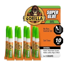 GORILLA SUPER GLUE GEL CLEAR, 4 X 3G TUBES 2 PACK FAST-SETTING ALL-PURPOSE ADHESIVE