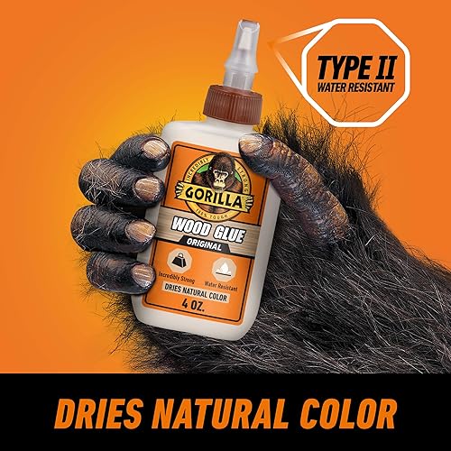 GORILLA WOOD GLUE 4OZ PACK OF 2 - NATURAL COLOR, WATER RESISTANT FOR INDOOR OUTDOOR USE