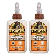 GORILLA WOOD GLUE 4OZ PACK OF 2 - NATURAL COLOR, WATER RESISTANT FOR INDOOR OUTDOOR USE
