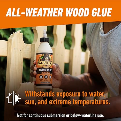 GORILLA ULTIMATE WATERPROOF WOOD GLUE 18OZ PACK OF 2 NATURAL COLOR FOR INDOOR OUTDOOR USE