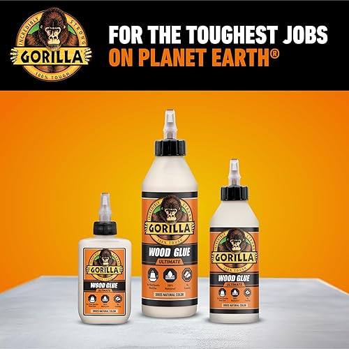 GORILLA ULTIMATE WATERPROOF WOOD GLUE 18OZ PACK OF 2 NATURAL COLOR FOR INDOOR OUTDOOR USE