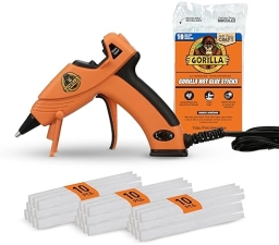 GORILLA MINI HOT GLUE GUN KIT WITH 30 STICKS DUAL TEMP, PRECISION NOZZLE, EASY SQUEEZE TRIGGER