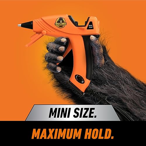 GORILLA MINI HOT GLUE GUN KIT WITH 30 STICKS DUAL TEMP, PRECISION NOZZLE, EASY SQUEEZE TRIGGER