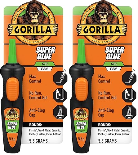GORILLA SUPER GLUE GEL PEN 5.5G PACK OF 2 STRONG, PRECISE ADHESIVE FOR REPAIRS