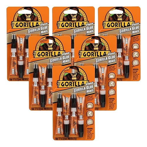 GORILLA ORIGINAL WATERPROOF POLYURETHANE GLUE, BROWN, 4 X 3G TUBES, PACK OF 6 ALL PURPOSE