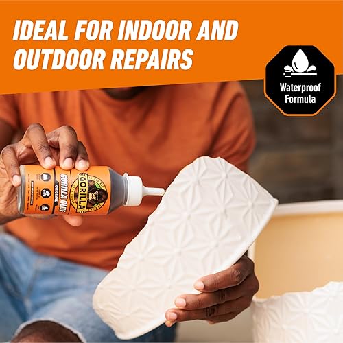 GORILLA ORIGINAL WATERPROOF POLYURETHANE GLUE, BROWN, 8 OZ STRONG ALL-PURPOSE ADHESIVE