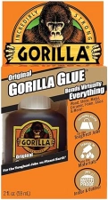 GORILLA ORIGINAL WATERPROOF POLYURETHANE GLUE, 2OZ BROWN BOTTLE STRONG ADHESIVE, PACK OF 1