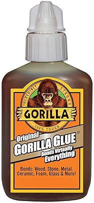 GORILLA ORIGINAL WATERPROOF POLYURETHANE GLUE, 2OZ BROWN BOTTLE STRONG ADHESIVE, PACK OF 1