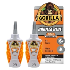 GORILLA GLUE MICRO PRECISE CLEAR GLUE 5G PACK OF 2 CRYSTAL CLEAR, ALL-PURPOSE, WATER RESISTANT