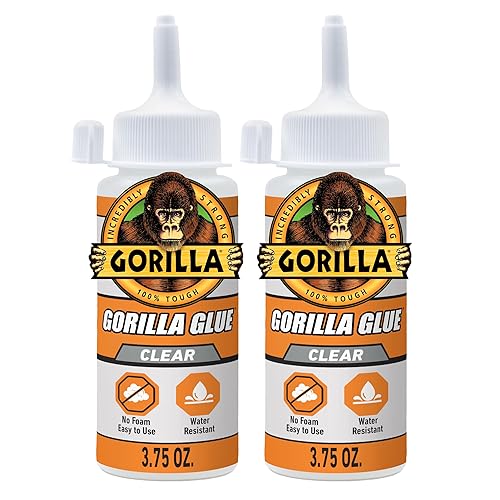 GORILLA CLEAR GLUE 3.75 OZ PACK OF 2 CRYSTAL CLEAR, ALL-PURPOSE, WATER RESISTANT ADHESIVE