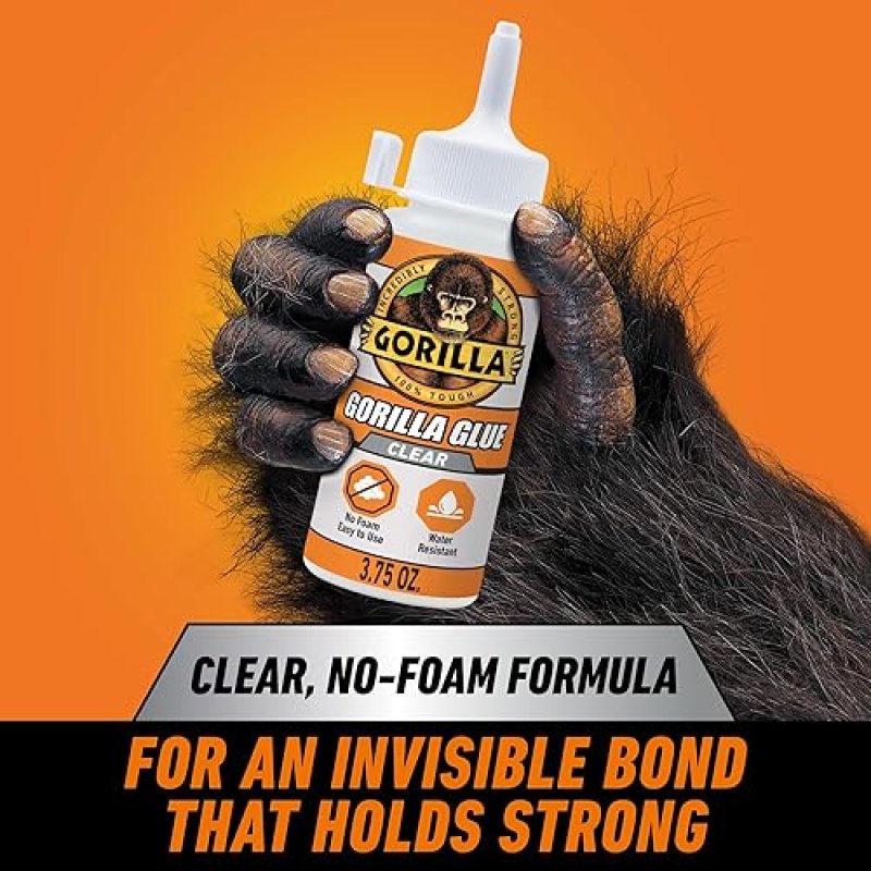 GORILLA CLEAR GLUE 3.75 OZ BOTTLE CRYSTAL CLEAR, ALL-PURPOSE, WATER RESISTANT ADHESIVE