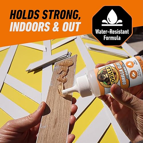 GORILLA CLEAR GLUE 3.75 OZ BOTTLE CRYSTAL CLEAR, ALL-PURPOSE, WATER RESISTANT ADHESIVE