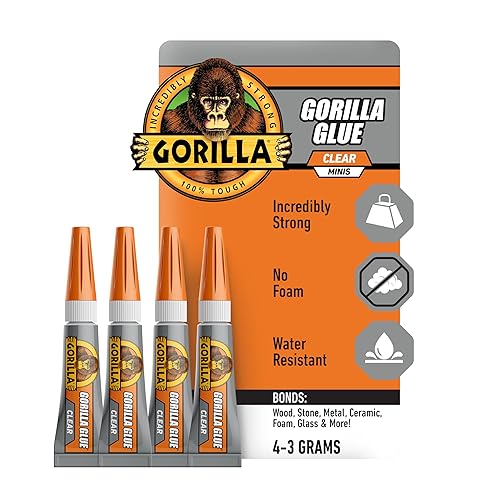 GORILLA CLEAR GLUE 3G TUBES PACK OF 4 CRYSTAL CLEAR, ALL-PURPOSE, WATER RESISTANT ADHESIVE