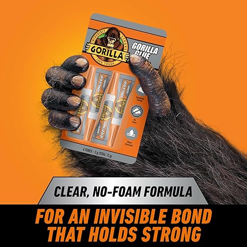 GORILLA CLEAR GLUE 3G TUBES PACK OF 4 CRYSTAL CLEAR, ALL-PURPOSE, WATER RESISTANT ADHESIVE