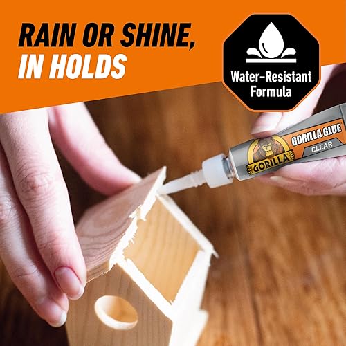 GORILLA CLEAR GLUE 3G TUBES PACK OF 4 CRYSTAL CLEAR, ALL-PURPOSE, WATER RESISTANT ADHESIVE