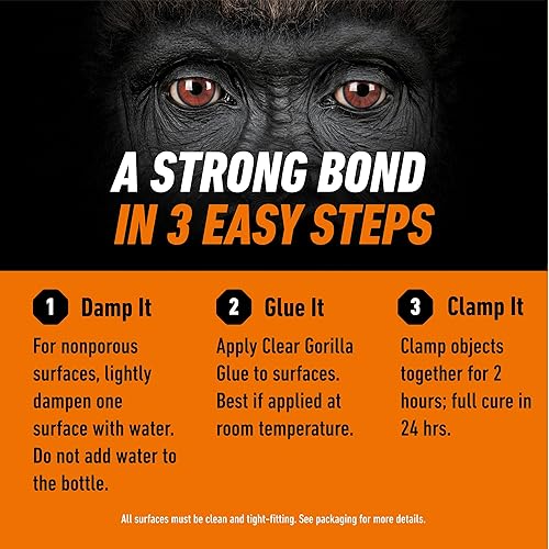 GORILLA CLEAR GLUE 3G TUBES PACK OF 4 CRYSTAL CLEAR, ALL-PURPOSE, WATER RESISTANT ADHESIVE