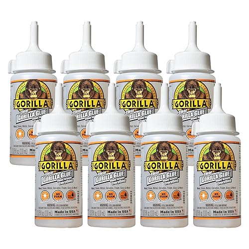 GORILLA CLEAR GLUE 3.75OZ BOTTLE PACK OF 8 CRYSTAL CLEAR, ALL-PURPOSE, WATER RESISTANT