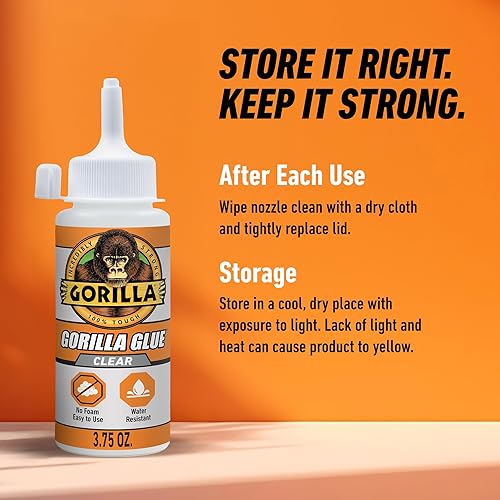 GORILLA CLEAR GLUE 3.75OZ BOTTLE PACK OF 8 CRYSTAL CLEAR, ALL-PURPOSE, WATER RESISTANT